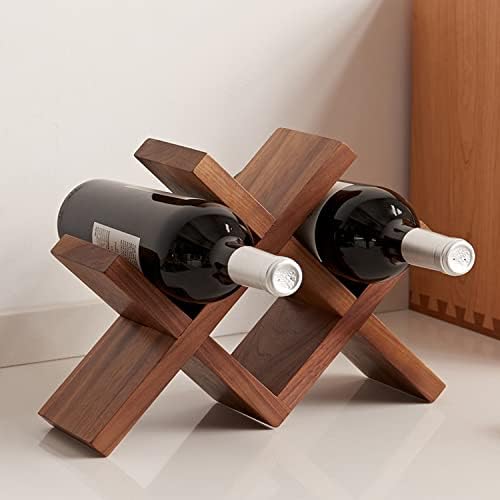 TREOAKWIS Solid Wood Wine Rack Organizer 4 Bottles