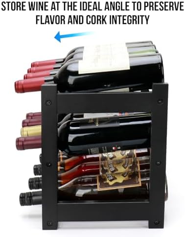 Thalomely 3-Tier Bamboo Wine Rack Black 12 Bottle Storage