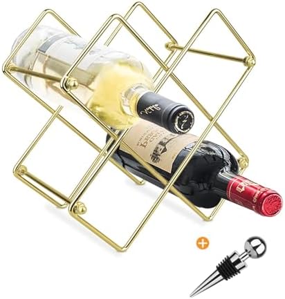 Yimerlen Tabletop Wine Rack 6 Bottle Capacity Gold Finish