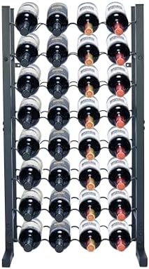 Dntum Wine Rack with Corkscrew - Black Steel 32 Bottles 1