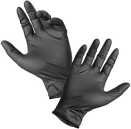 Gloves Legend Black Latex Powder Free Disposable Gloves - Large Size 100Box