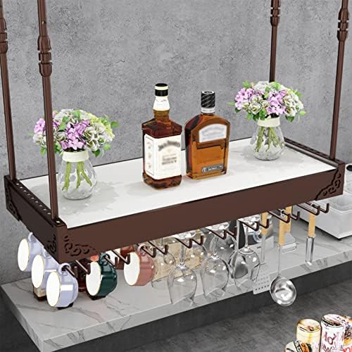 2-in-1 Heavy Duty Ceiling Wine Rack with Glass Holder and Light