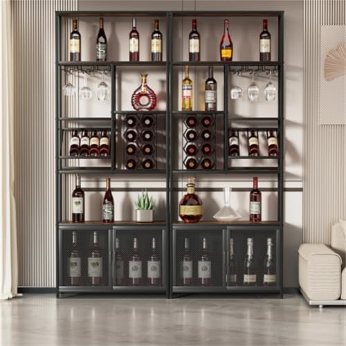 827 Inch Freestanding Wine Rack with 5 Tiers and Glass Shelf