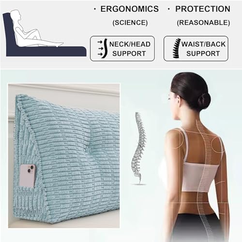 Wedge Reading Support Pillow with Removable Cover Blue 79 Inch