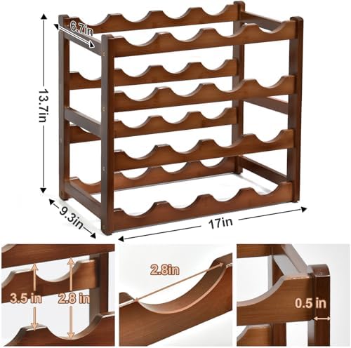 Brown 4-Tier Wine Rack for 16 Bottles