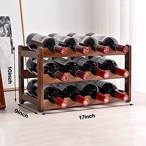 Aeumruch Freestanding 3 Tier Wine Rack for 12 Bottles