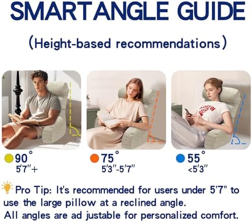 Extra Large Reading Pillow with Arm and Neck Support Cream