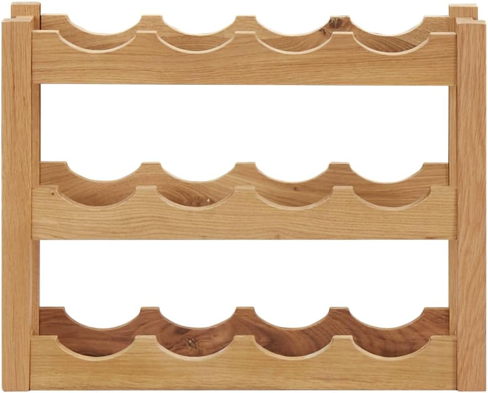 vidaXL Solid Oak Wood Wine Rack for 12 Bottles 1