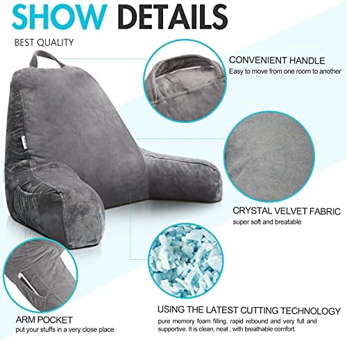 Reading Pillow with Velvet Cover and Memory Foam Support