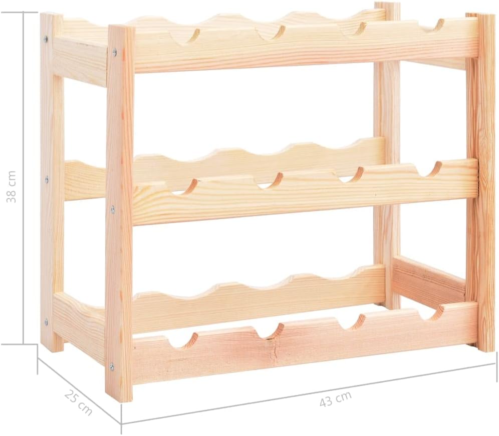 ZQQLVOO Solid Pinewood Wine Rack for 12 Bottles
