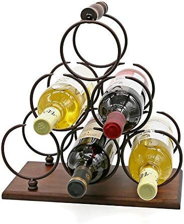 ALLCENER 6-Bottle Countertop Wine Rack with Copper Wood