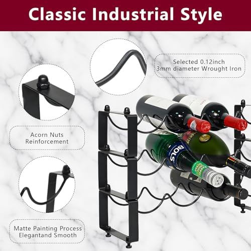 GREATLINK 3-Tier Wine Rack Black Freestanding