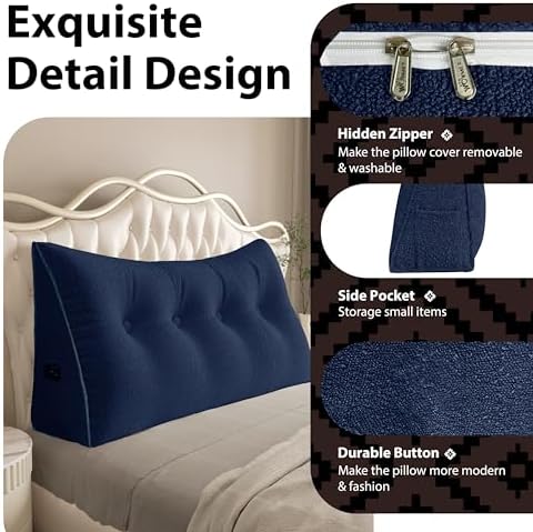 Triangle Reading Pillow XXL Velvet Deep Blue