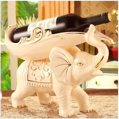 IBONSON Freestanding Wine Rack with Elephant Ornaments