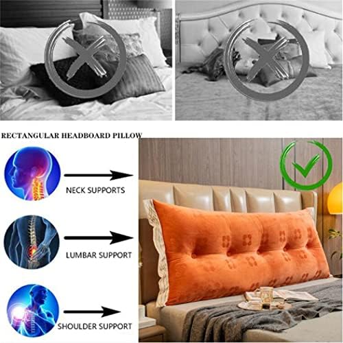 ZZYK Headboard Pillow Fleece Reading Cushion Large Bolster Support Orange 80cm