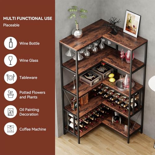 Industrial Corner Wine Rack with 20 Bottle Capacity