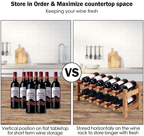 LDAILY 12-Bottle Bamboo Wine Rack 2-Tier Freestanding