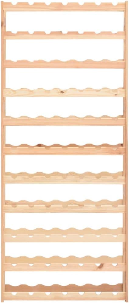 vidaXL Freestanding Wine Rack 77-Bottle Capacity Solid Pinewood Natural Finish