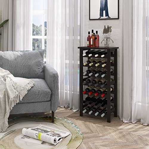 SMIBUY Bamboo Wine Rack 28 Bottles 7-Tier