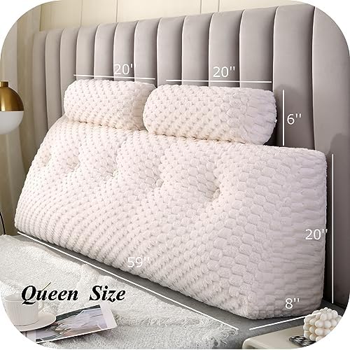 Gpround Wedge Headboard Pillow Set with 2 Roll Pillows