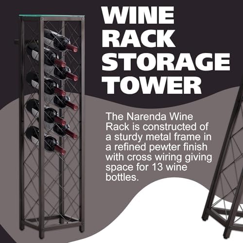 Kings Brand Narenda Freestanding Wine Rack - Pewter 13 Bottles