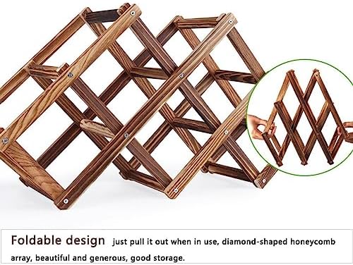 OWKAY Folding Wooden Wine Rack for 10 Bottles