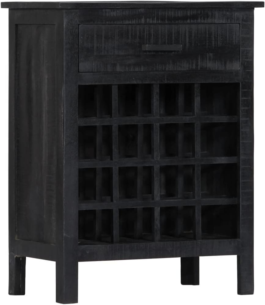 WEHUOSIF Black Wooden Wine Rack 16 Bottles