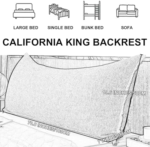 ZZYK Long Headboard Pillow Bed Support Cushion for Reading and Rest