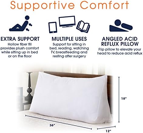 Cheer Collection Plush Wedge Pillow for Reading and Sleep Elevation