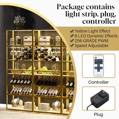 AiStarlink 7-Layer Wine Rack with LED Light and Glass Display 1