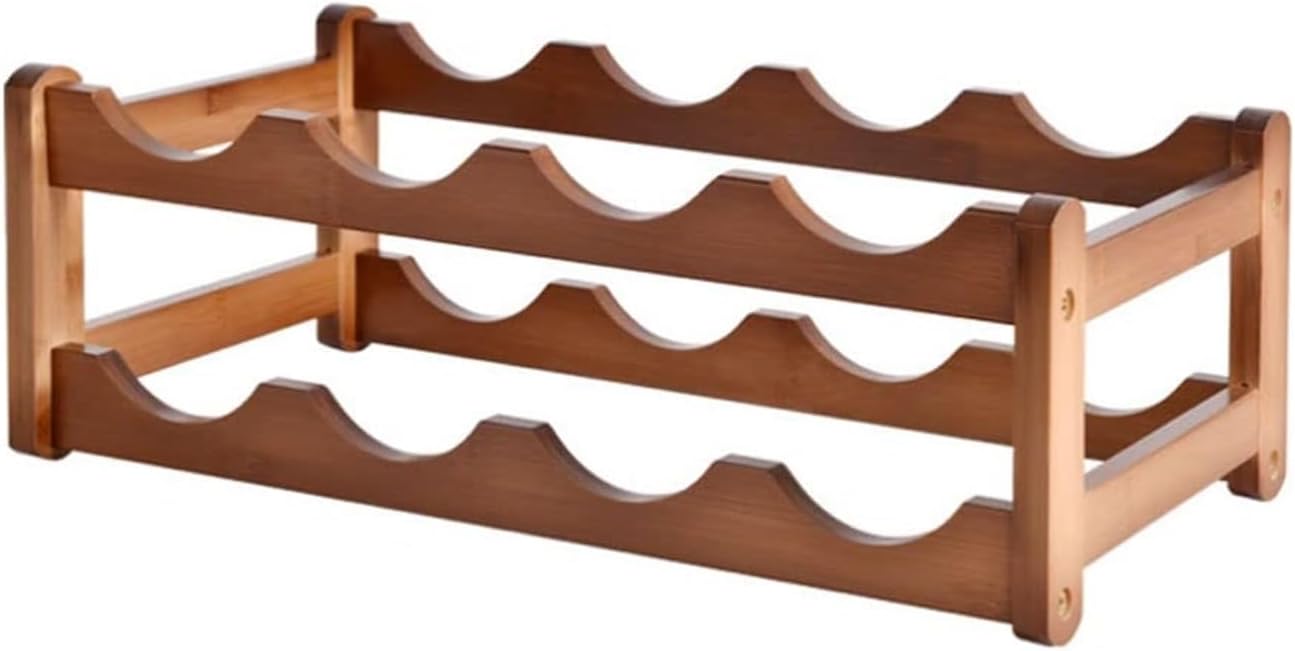 Freestanding Bamboo Wine Rack 2 Layers 8 Bottles