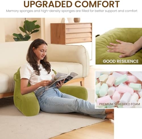 Unisakey Portable Reading Pillow with Pockets and Handles