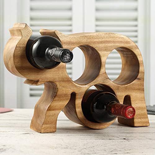 WAYUTO 4-Bottle Wooden Elephant Wine Rack Organizer Stand