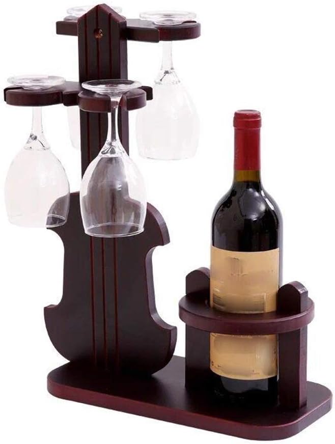 Aeumruch Countertop Wine Rack 1 Bottle 4 Glasses