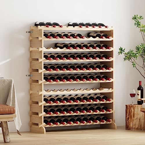 soges 100-Bottle Wine Rack 10-Tier Stackable Storage Shelf