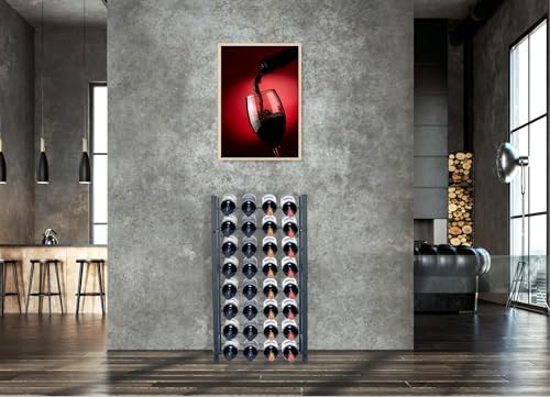 Dntum Wine Rack with Corkscrew - Black Steel 32 Bottles 1
