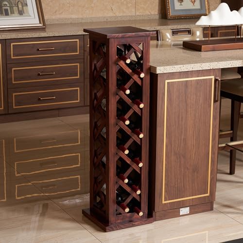 Freestanding Wine Rack in Checkered Design for 10 Bottles