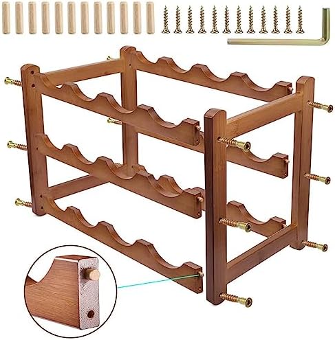 OWKAY Vintage Wooden Wine Rack 3 Tiers