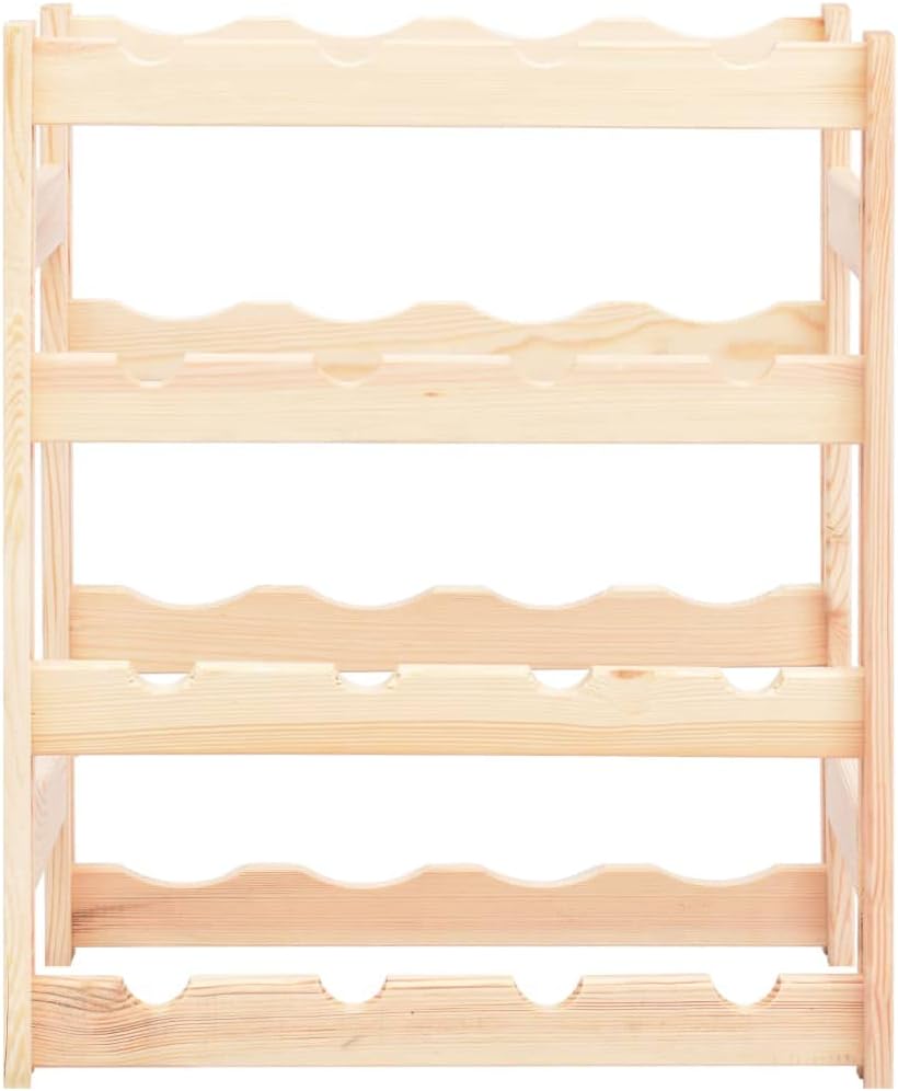 vidaXL Solid Pine Wood Wine Rack for 16 Bottles