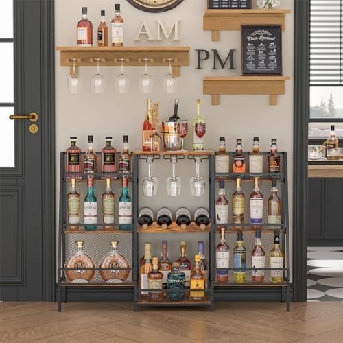 Hayexiha 6-Tier Bar Cabinet with Glass Holder and Wine Table 1