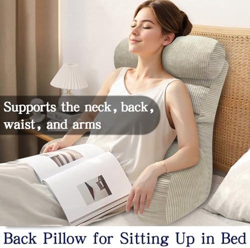 Extra Large Reading Pillow with Arm and Neck Support Cream