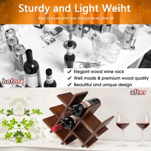Countertop Wine Rack for 8 Bottles Auburn Mahogany