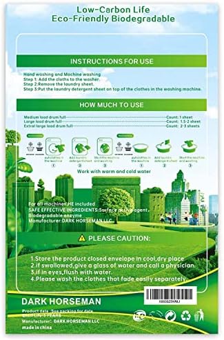 ADUSTMAN Liquidless Laundry Detergent Sheets 62 Loads Eco Friendly Hypoallergenic
