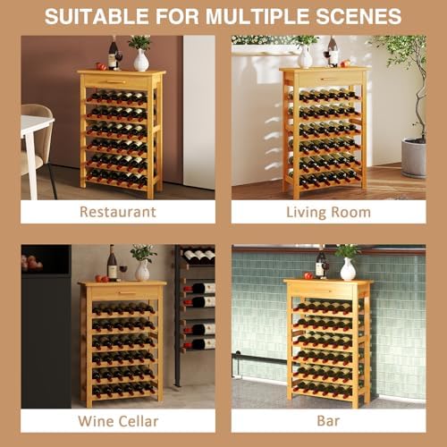 Kinbor 6-Tier Bamboo Wine Rack with Drawer 1