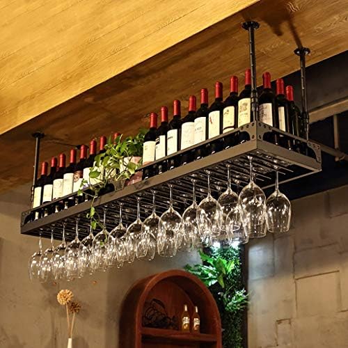 ZJDYDY Glass Wine Glass Frame Ceiling Metal Wine Rack 100cm