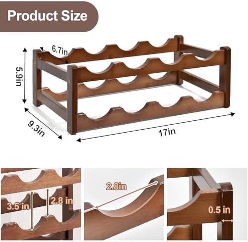 IWNTWY 8-Bottle 2-Tier Brown Wine Rack