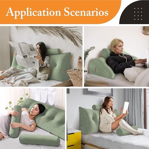 Thicken Headboard Pillow with Bolster for Bed Reading and TV Watching