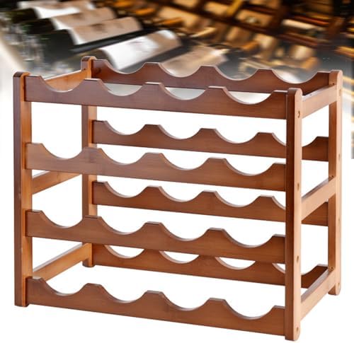 4 Tier Wooden Wine Rack 16 Bottles Freestanding