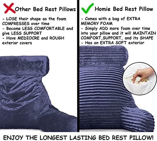Homie Reading Pillow with Light Wrist Back Support - Large Blue