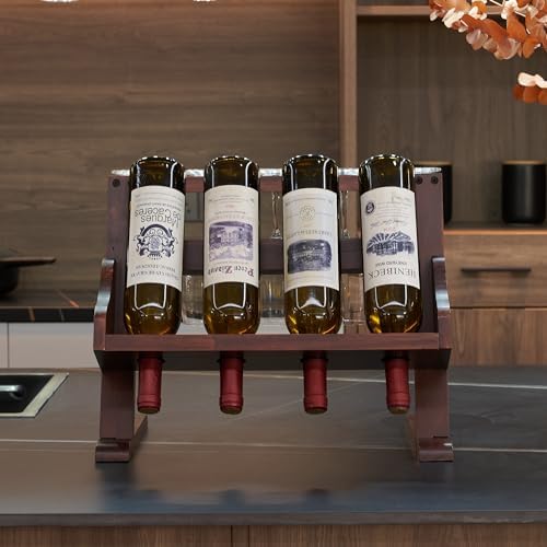 Elegant Solid Wood Wine Rack with Cup Holder